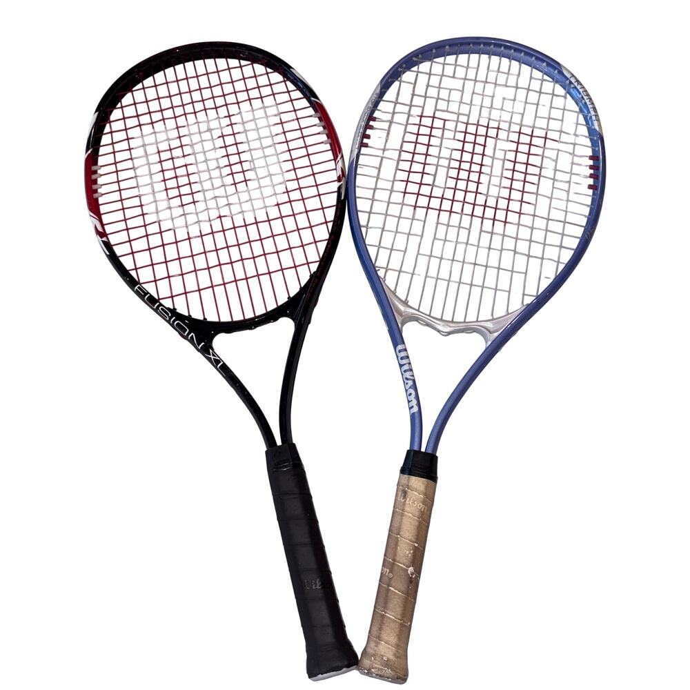 Wilson Tennis Racket Lot of 2- Fusion XL 4 3/8 & Triumph V-Matrix 4 1/4